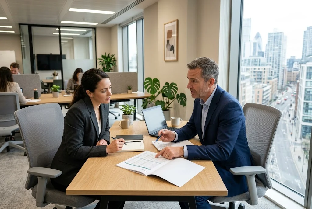 What Is Indemnity Insurance? A Complete UK Guide Business professional discussing indemnity insurance with client