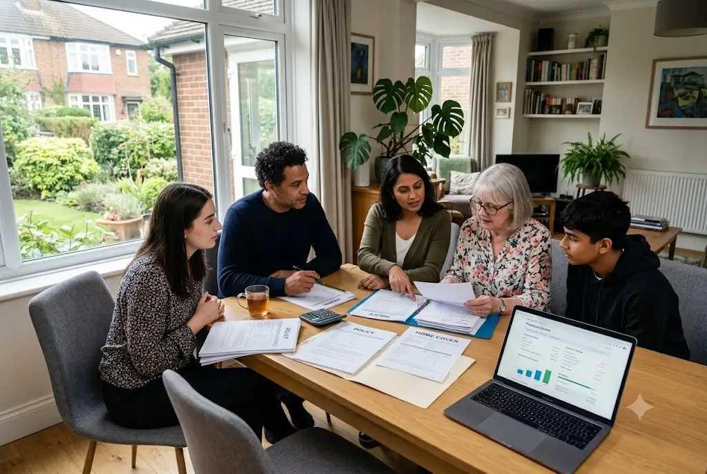 What Is Insurance? A Complete Guide for UK Residents UK family reviewing insurance documents at home