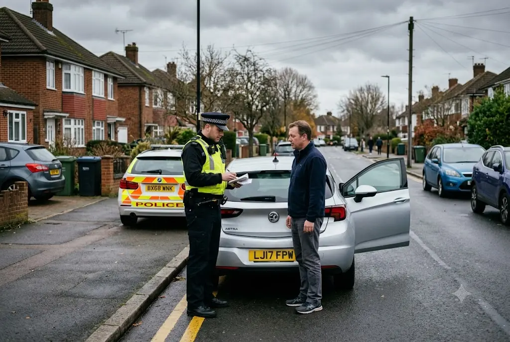 When Must Your Vehicle Have Insurance? UK Law Explained Police officer checking car insurance documents in the UK
